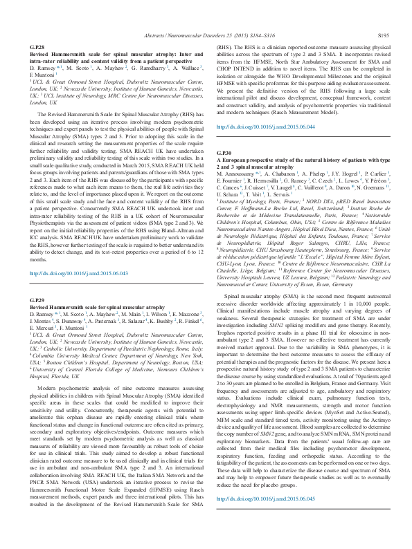 (PDF) Revised Hammersmith scale for spinal muscular atrophy Matthew
