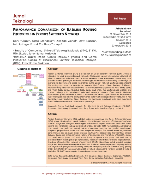 (PDF) Performance Comparison of Baseline Routing Protocols in Pocket ...