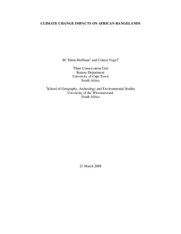 (PDF) Climate Change Impacts on African Rangelands