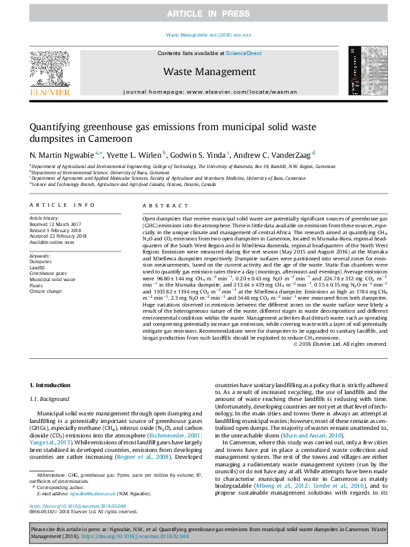 (PDF) Quantifying greenhouse gas emissions from municipal solid waste ...