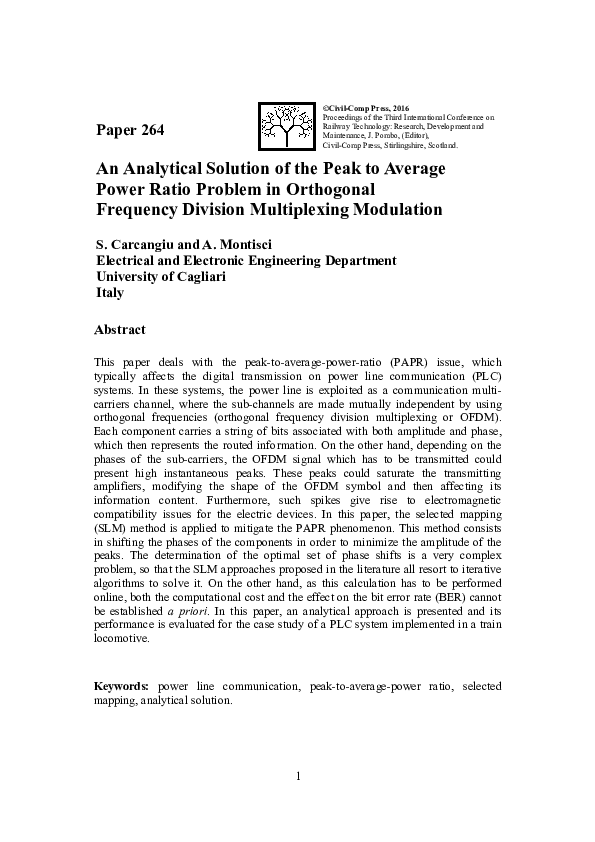(PDF) An Analytical Solution of the Peak to Average Power Ratio Problem ...