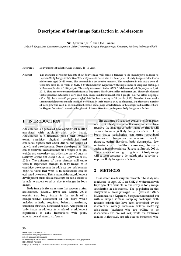 (PDF) Description of Body Image Satisfaction in Adolescents