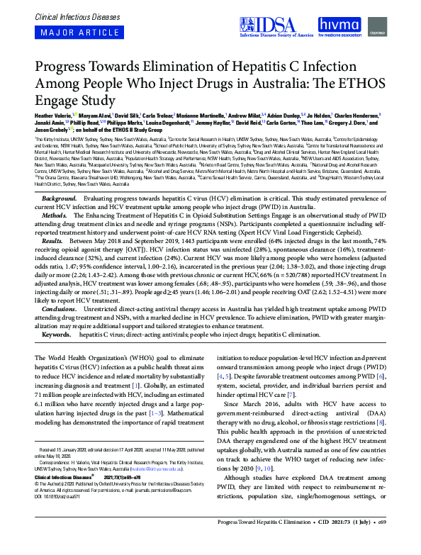 (PDF) Progress Towards Elimination of Hepatitis C Infection Among ...