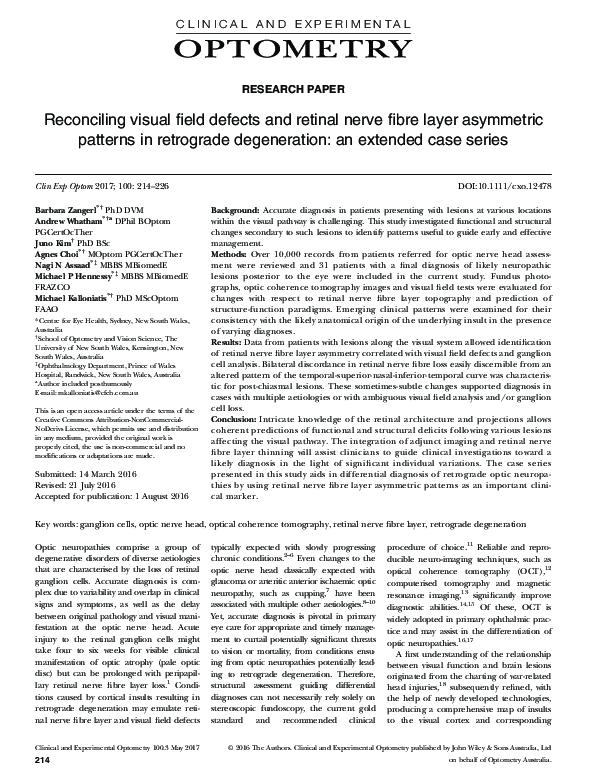 (PDF) Reconciling visual field defects and retinal nerve fibre layer ...