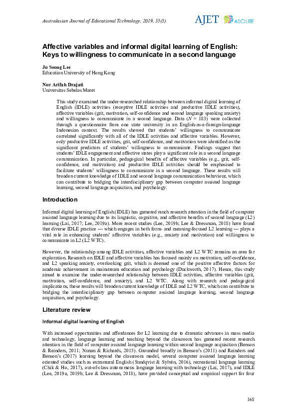 (PDF) Affective variables and informal digital learning of English ...