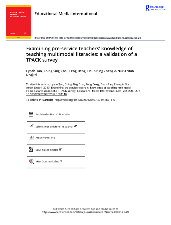 (PDF) Examining pre-service teachers’ knowledge of teaching multimodal ...