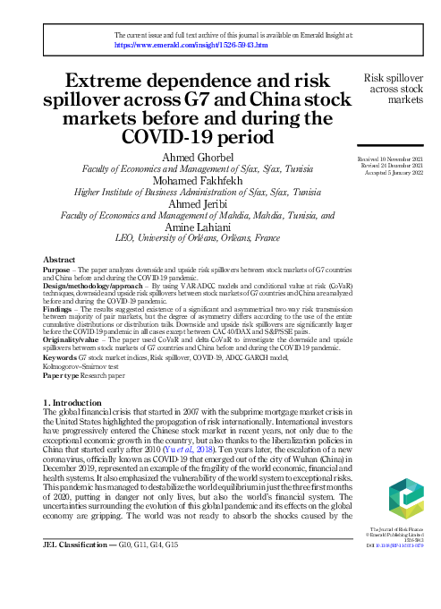 (PDF) Extreme dependence and risk spillover across G7 and China stock ...