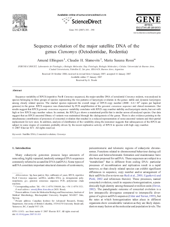(PDF) Sequence evolution of the major satellite DNA of the genus ...