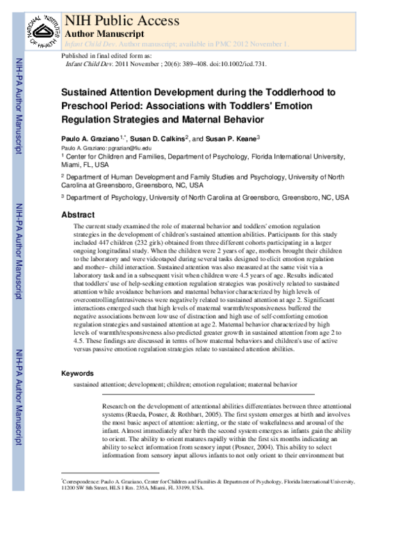 (PDF) Sustained attention development during the toddlerhood to ...