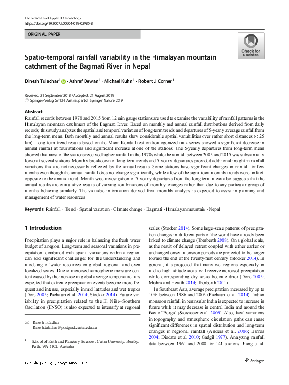 (PDF) Spatio-temporal rainfall variability in the Himalayan mountain ...