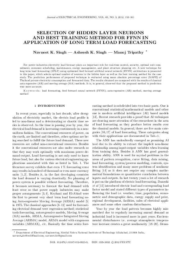 (PDF) Selection of Hidden Layer Neurons and Best Training Method for ...