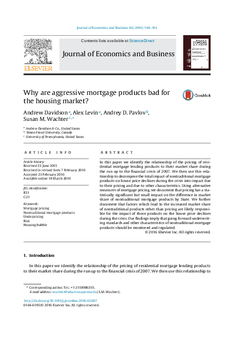 (PDF) Impact of Aggressive Mortgages on Housing Crisis