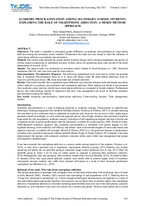 (PDF) Academic Procrastination Among Secondary School Students ...
