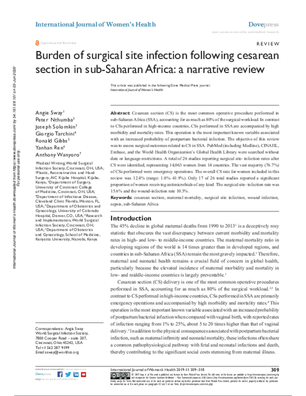 (PDF) Burden of surgical site infection following cesarean section in ...