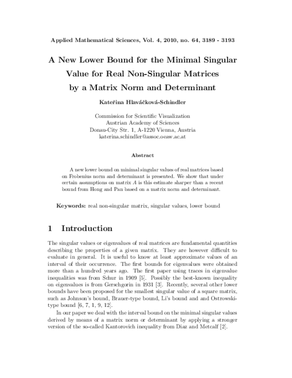 (PDF) A new lower bound for the minimal singular value for real non ...