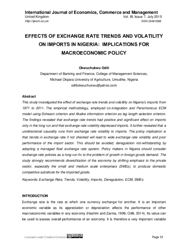 (PDF) Effects of Exchange Rate Trends and Volatility on Imports in ...