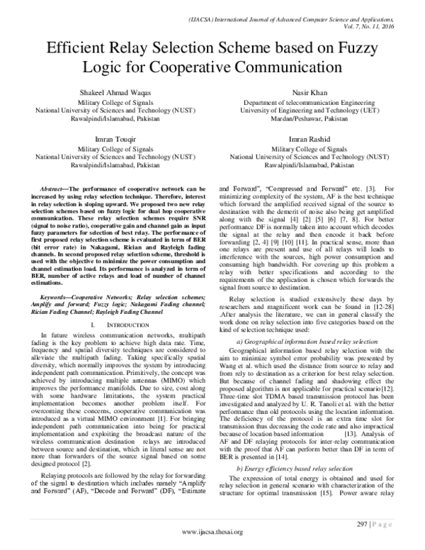 (PDF) Efficient Relay Selection Scheme based on Fuzzy Logic for ...