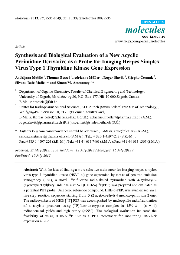 (PDF) Synthesis and Biological Evaluation of a New Acyclic Pyrimidine ...