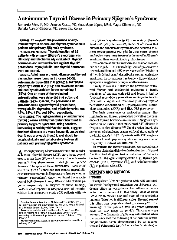 (PDF) Autoimmune thyroid disease in primary Sjögren's syndrome ...