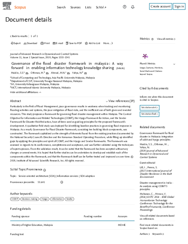 (PDF) Governance of the flood disaster framework in malaysia: A way ...