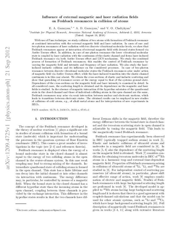 (PDF) Influence of external magnetic and laser radiation fields on ...