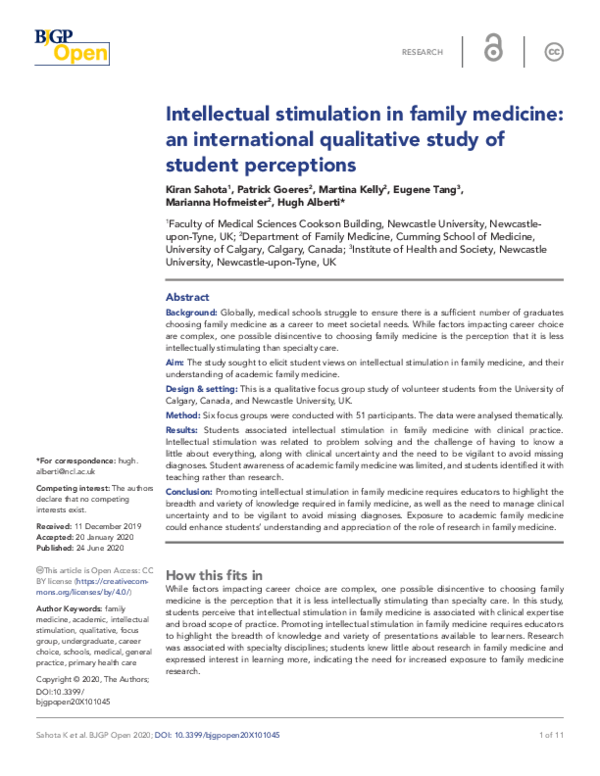 (PDF) Intellectual stimulation in family medicine: an international ...