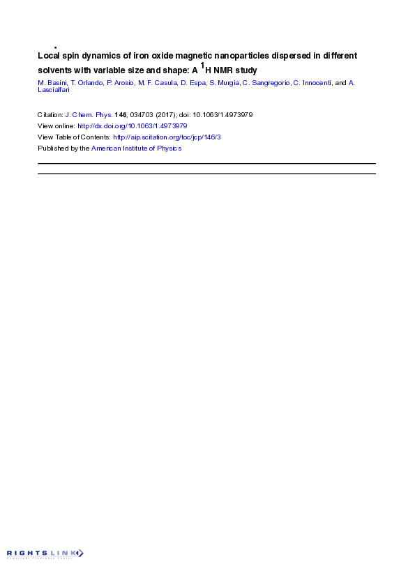 (PDF) Local spin dynamics of iron oxide magnetic nanoparticles ...