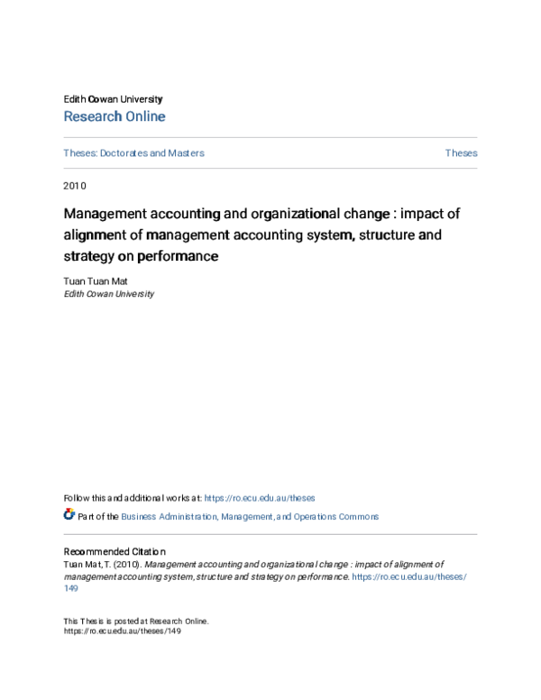 (PDF) Management Accounting and Organizational Change