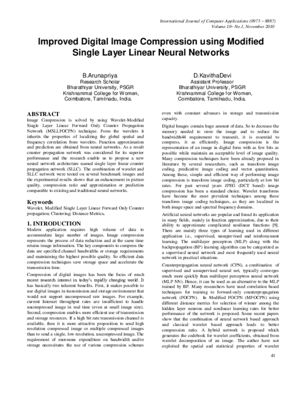 (PDF) Improved Digital Image Compression using Modified Single Layer ...