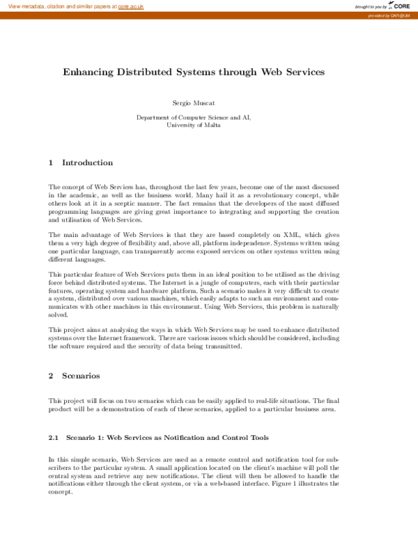 (PDF) Enhancing distributed systems through web services