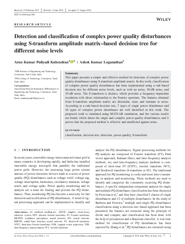 (PDF) Detection and classification of complex power quality ...