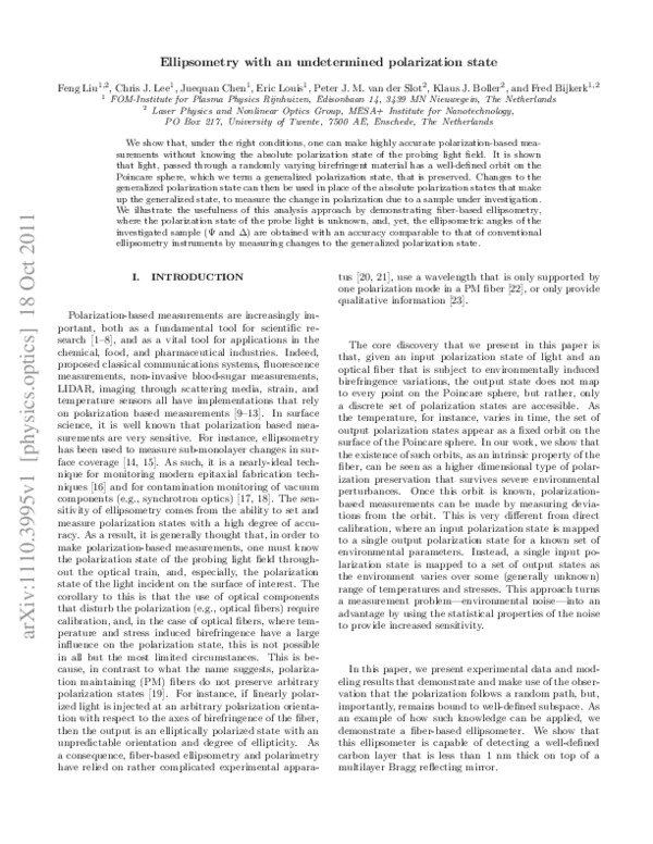 (PDF) Ellipsometry with randomly varying polarization states