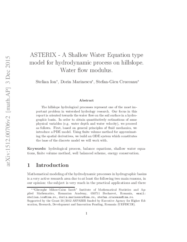 (PDF) ASTERIX - A Shallow Water Equation type model for hydrodynamic ...