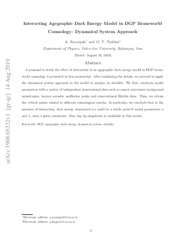 (PDF) Interacting agegraphic dark energy model in DGP brane-world ...