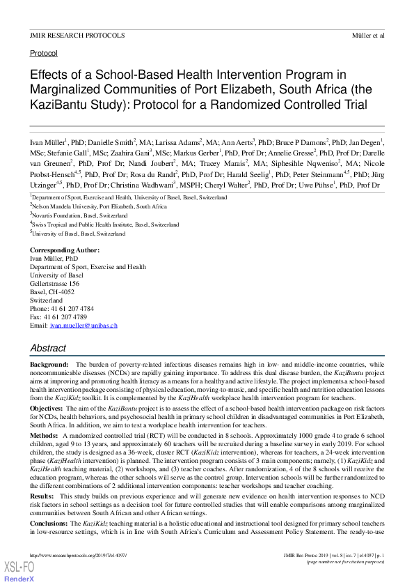 (PDF) Effects of a School-based Health Intervention Program in ...