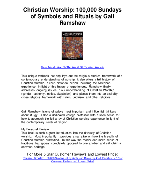 (PDF) Christian Worship: 100,000 Sundays of Symbols and Rituals (Gail ...