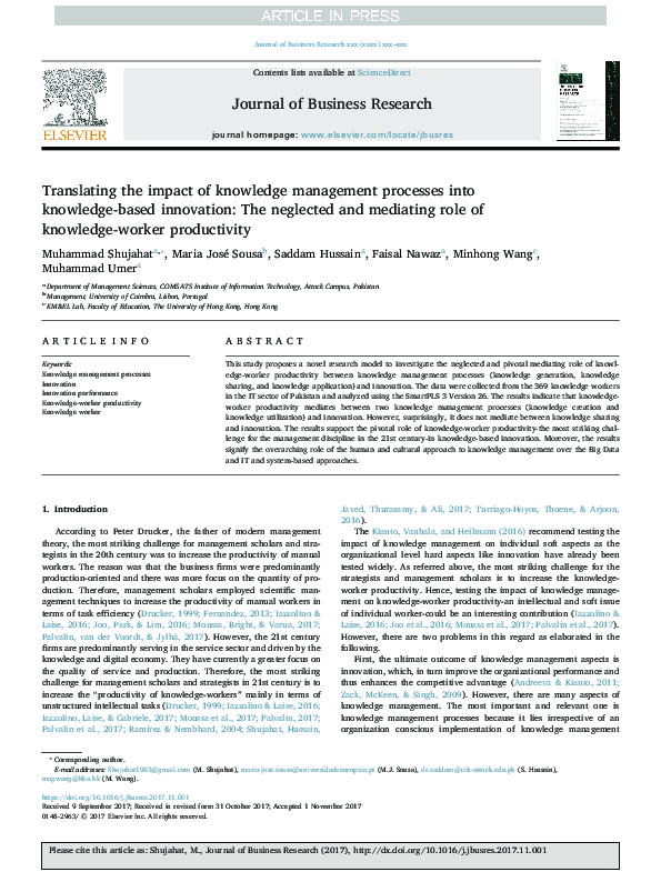 (PDF) Translating the impact of knowledge management processes into ...