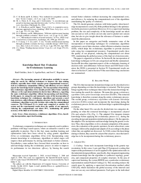 (PDF) Knowledge-Based Fast Evaluation for Evolutionary Learning