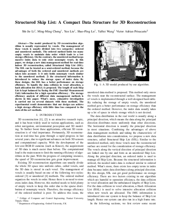 (PDF) Structured Skip List: A Compact Data Structure for 3D Reconstruction