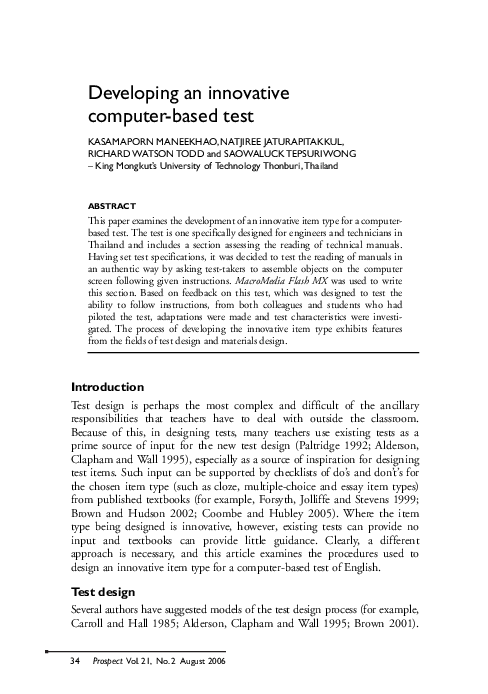 (PDF) Developing an innovative computer-based test