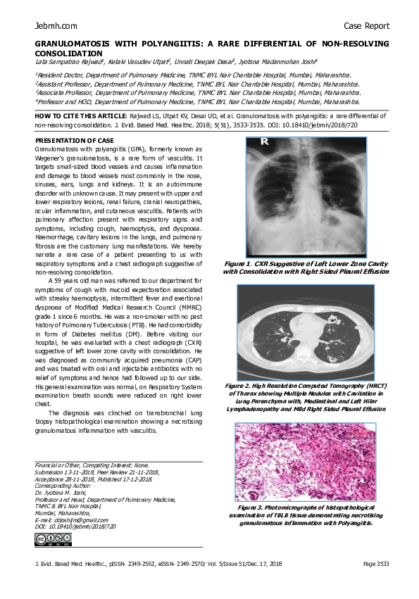 (PDF) Granulomatosis with Polyangiitis: A Rare Differential of Non ...