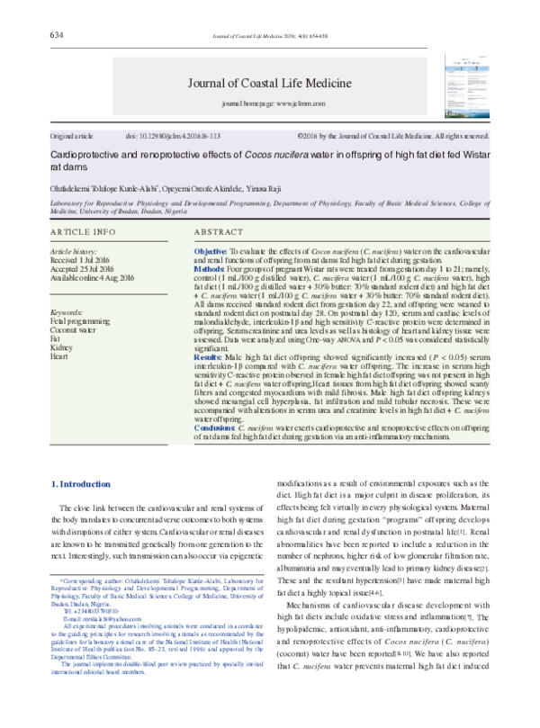 (PDF) Cardioprotective and renoprotective effects of Cocos nucifera ...