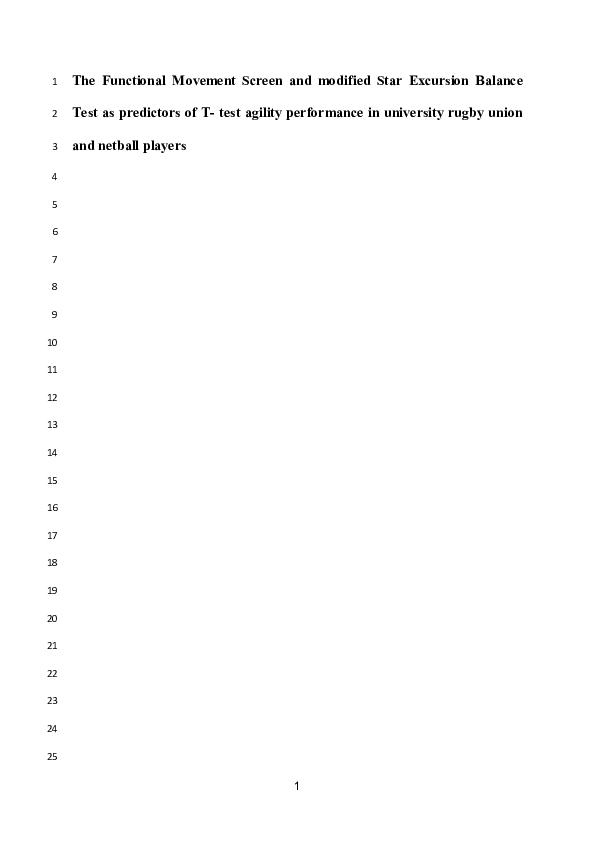 (DOC) The Functional Movement Screen and modified Star Excursion ...