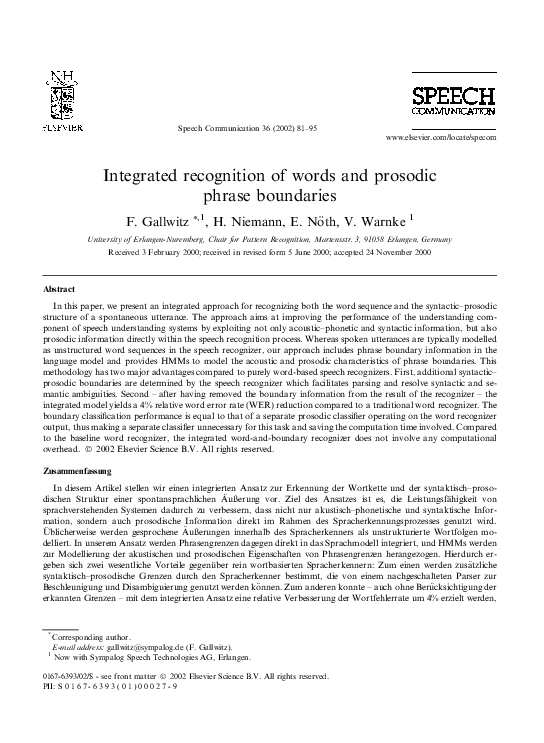 (PDF) Integrated recognition of words and prosodic phrase boundaries