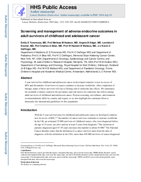 (PDF) Screening and management of adverse endocrine outcomes in adult ...