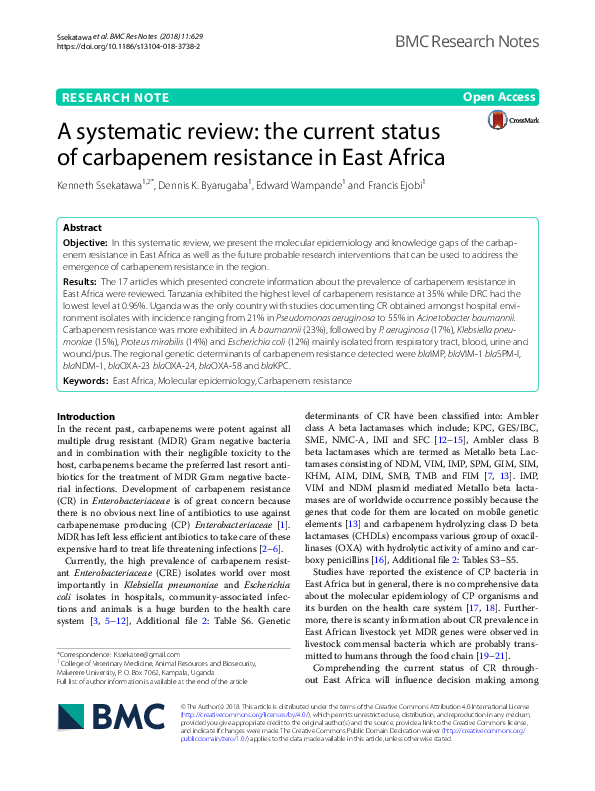 (PDF) A systematic review: the current status of carbapenem resistance ...