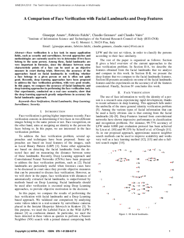 (PDF) A Comparison of Face Verification with Facial Landmarks and Deep ...