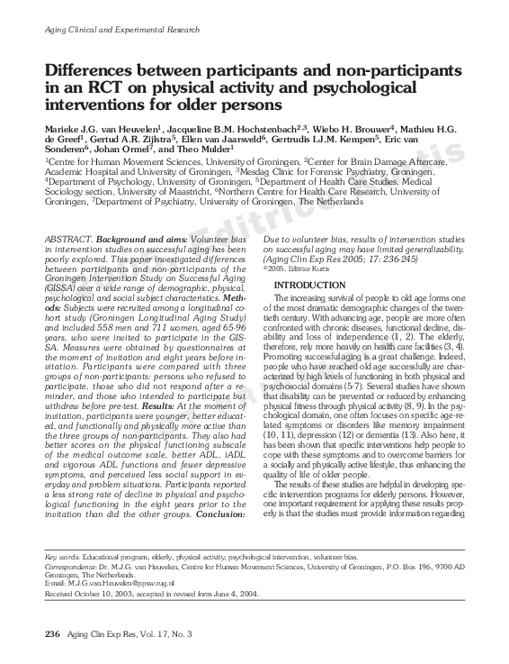 (PDF) Differences between participants and non-participants in an RCT ...