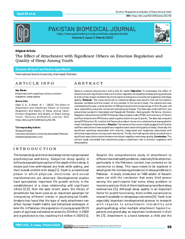 (PDF) The Effect of Attachment with Significant Others on Emotion ...