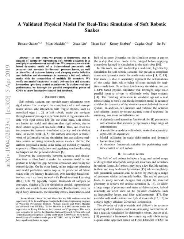 (PDF) A Validated Physical Model For Real-Time Simulation of Soft ...